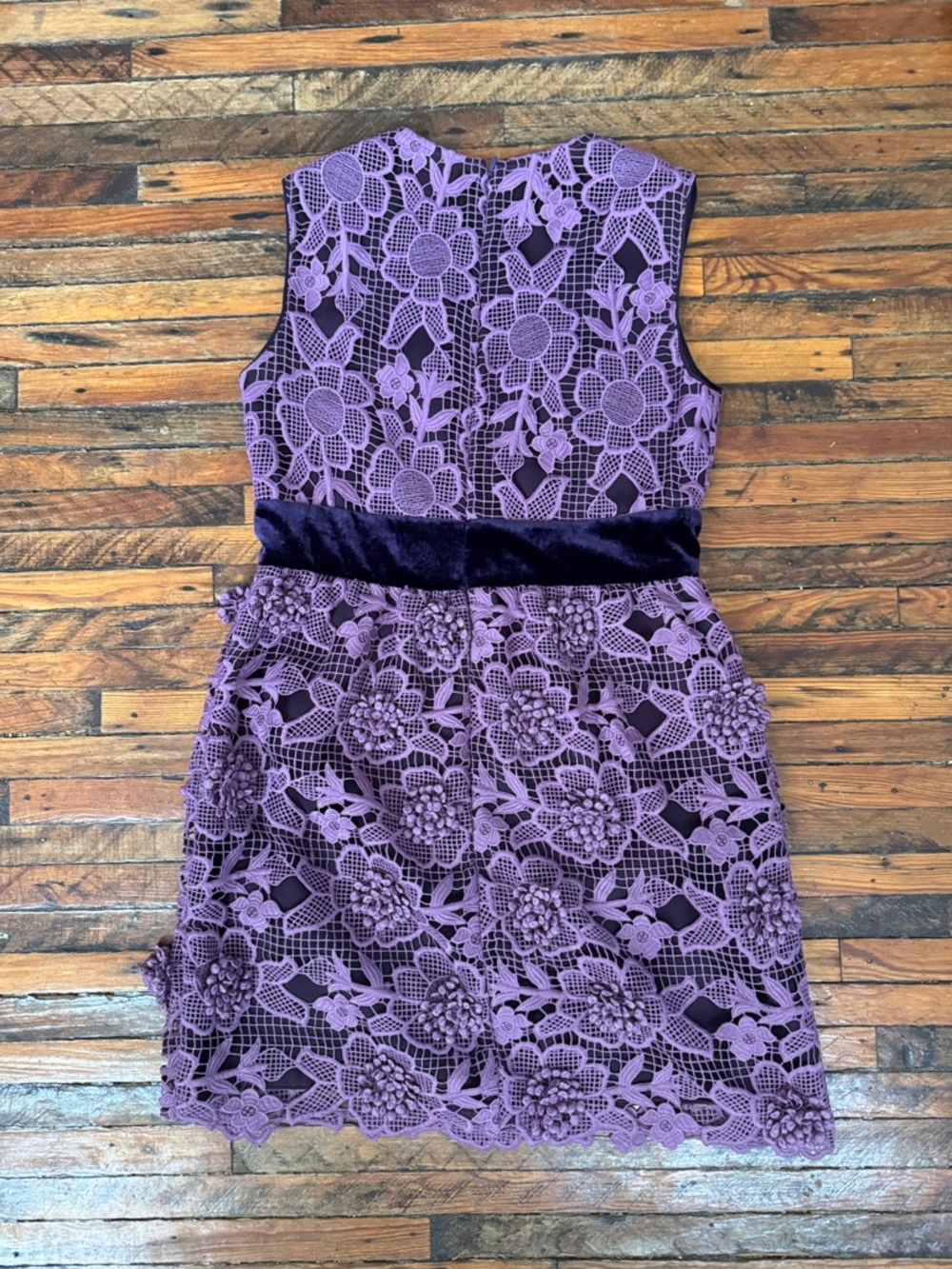 Vintage EUC Anna Sui Purple Floral Lace Mini Dress - Picture 6 of 7